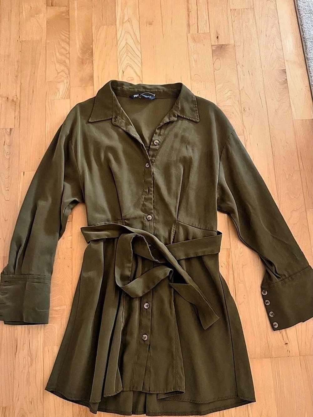 Zara Olive Belted Mini Dress Size Small